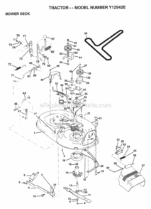 Page F Diagram and Parts List for Y12542E 1999 And Before Husqvarna Lawn Tractor
