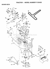 Page F Diagram and Parts List for Y12542G 1999 And Before Husqvarna Lawn Tractor