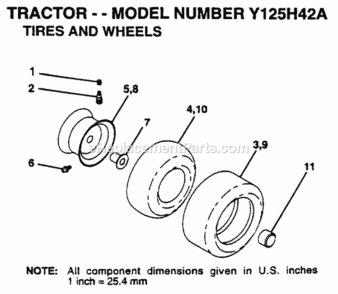 Page K Diagram and Parts List for Y125H42A 1995 Husqvarna Lawn Tractor