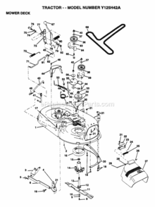 Page F Diagram and Parts List for Y125H42A 1995 Husqvarna Lawn Tractor