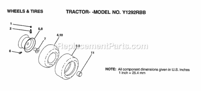 Page K Diagram and Parts List for Y1292RBB 1999 And Before Husqvarna Lawn Tractor