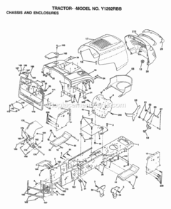 Page B Diagram and Parts List for Y1292RBB 1999 And Before Husqvarna Lawn Tractor