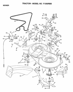 Page G Diagram and Parts List for Y1292RBB 1999 And Before Husqvarna Lawn Tractor