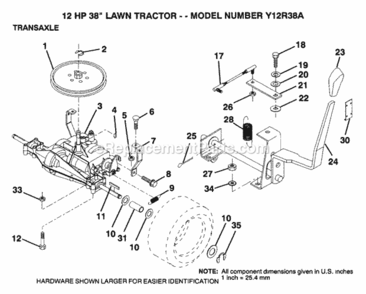 Page O Diagram and Parts List for Y12R38A 1992 Husqvarna Lawn Tractor