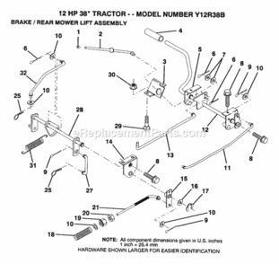 Page A Diagram and Parts List for Y12R38B 1993 Husqvarna Lawn Tractor