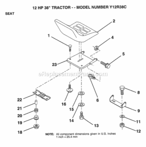 Page M Diagram and Parts List for Y12R38C 1994 Husqvarna Lawn Tractor