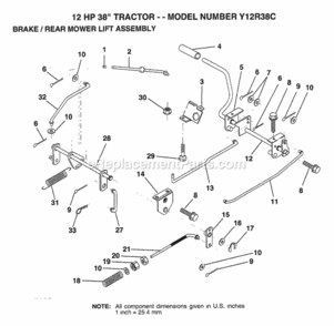 Page B Diagram and Parts List for Y12R38C 1994 Husqvarna Lawn Tractor