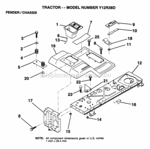 Page F Diagram and Parts List for Y12R38D 1995 Husqvarna Lawn Tractor