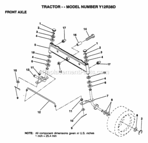Page G Diagram and Parts List for Y12R38D 1995 Husqvarna Lawn Tractor