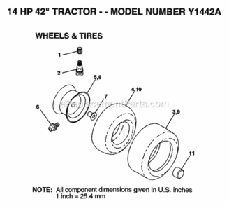Page J Diagram and Parts List for Y1442A 1999 And Before Husqvarna Lawn Tractor