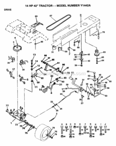 Page C Diagram and Parts List for Y1442A 1999 And Before Husqvarna Lawn Tractor