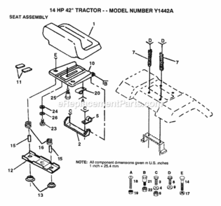 Page G Diagram and Parts List for Y1442A 1999 And Before Husqvarna Lawn Tractor