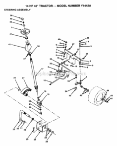 Page H Diagram and Parts List for Y1442A 1999 And Before Husqvarna Lawn Tractor