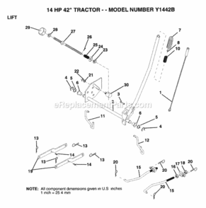 Page F Diagram and Parts List for Y1442B 1993 Husqvarna Lawn Tractor