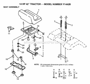 Page H Diagram and Parts List for Y1442B 1993 Husqvarna Lawn Tractor