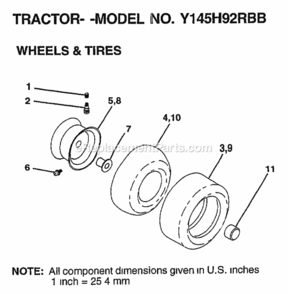 Page K Diagram and Parts List for Y145H92RBB 1999 And Before Husqvarna Lawn Tractor