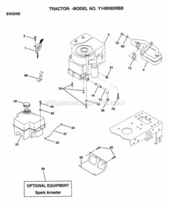 Page F Diagram and Parts List for Y145H92RBB 1999 And Before Husqvarna Lawn Tractor