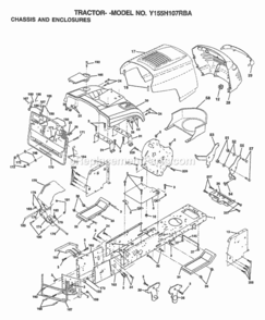 Page B Diagram and Parts List for Y155H107RBA 1999 And Before Husqvarna Lawn Tractor