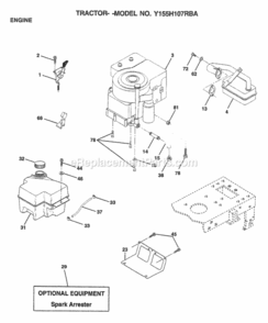 Page F Diagram and Parts List for Y155H107RBA 1999 And Before Husqvarna Lawn Tractor