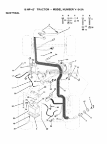 Page D Diagram and Parts List for Y1642A 1992 Husqvarna Lawn Tractor
