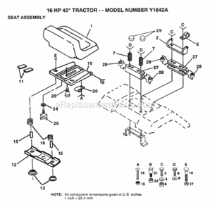 Page G Diagram and Parts List for Y1642A 1992 Husqvarna Lawn Tractor