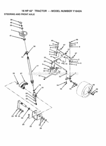 Page H Diagram and Parts List for Y1642A 1992 Husqvarna Lawn Tractor