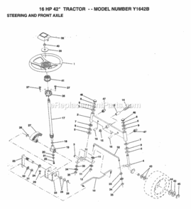 Page C Diagram and Parts List for Y1642B 1993 Husqvarna Lawn Tractor