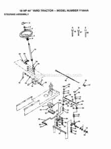 Page G Diagram and Parts List for Y1844A 1992 Husqvarna Lawn Tractor