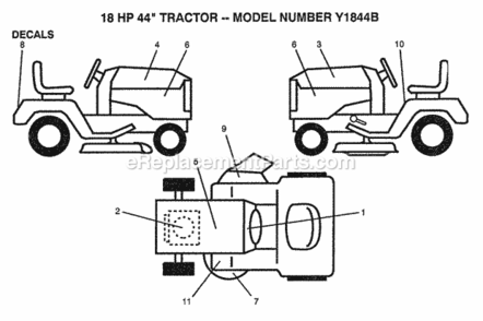 Page A Diagram and Parts List for Y1844B 1992 Husqvarna Lawn Tractor