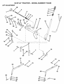 Page E Diagram and Parts List for Y1844B 1992 Husqvarna Lawn Tractor