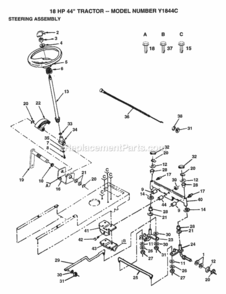 Page H Diagram and Parts List for Y1844C 1993 Husqvarna Lawn Tractor