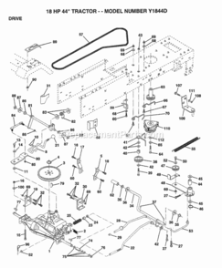 Page B Diagram and Parts List for Y1844D 1994 Husqvarna Lawn Tractor