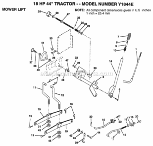 Page F Diagram and Parts List for Y1844E 1994 Husqvarna Lawn Tractor