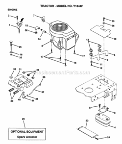 Page E Diagram and Parts List for Y1844F 1995 Husqvarna Lawn Tractor