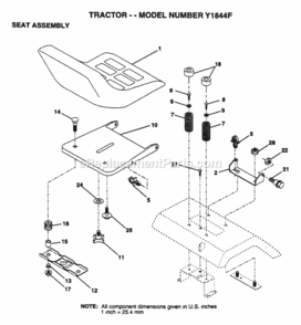Page H Diagram and Parts List for Y1844F 1995 Husqvarna Lawn Tractor