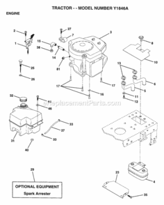 Page E Diagram and Parts List for Y1846A 1996 Husqvarna Lawn Tractor