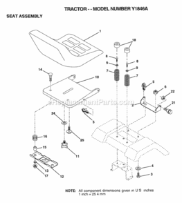 Page H Diagram and Parts List for Y1846A 1996 Husqvarna Lawn Tractor