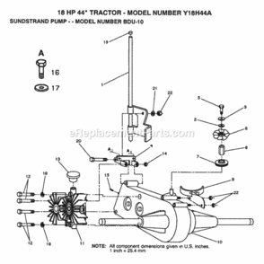 Page K Diagram and Parts List for Y18H44A 1992 Husqvarna Lawn Tractor