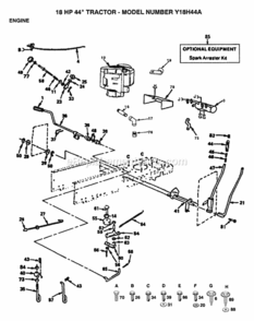 Page F Diagram and Parts List for Y18H44A 1992 Husqvarna Lawn Tractor