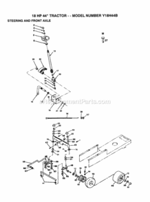 Page J Diagram and Parts List for Y18H44B 1992 Husqvarna Lawn Tractor