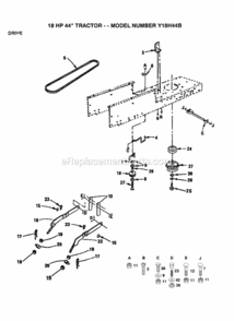 Page D Diagram and Parts List for Y18H44B 1992 Husqvarna Lawn Tractor