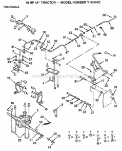Page J Diagram and Parts List for Y18H44C 1993 Husqvarna Lawn Tractor