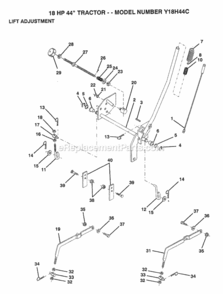 Page E Diagram and Parts List for Y18H44C 1993 Husqvarna Lawn Tractor