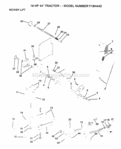 Page E Diagram and Parts List for Y18H44D 1994 Husqvarna Lawn Tractor