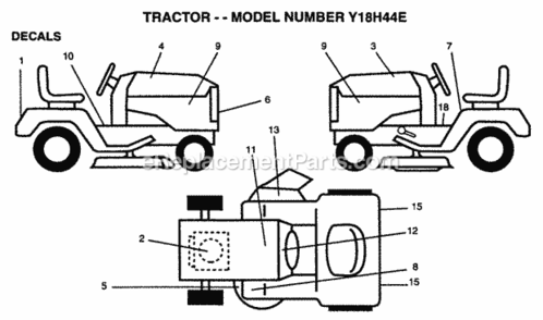 Page B Diagram and Parts List for Y18H44E 1995 Husqvarna Lawn Tractor