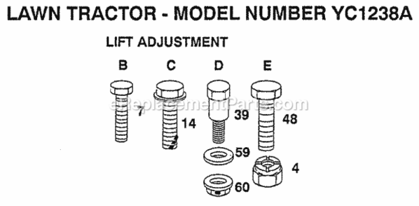 Page J Diagram and Parts List for YC1238A 1991 Husqvarna Lawn Tractor