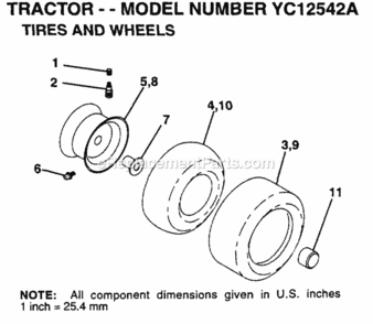 Page K Diagram and Parts List for YC12542A 1995 Husqvarna Lawn Tractor