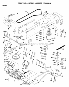 Page C Diagram and Parts List for YC12542A 1995 Husqvarna Lawn Tractor