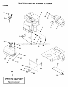 Page E Diagram and Parts List for YC12542A 1995 Husqvarna Lawn Tractor