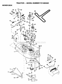 Page F Diagram and Parts List for YC125H42C 1995 Husqvarna Lawn Tractor